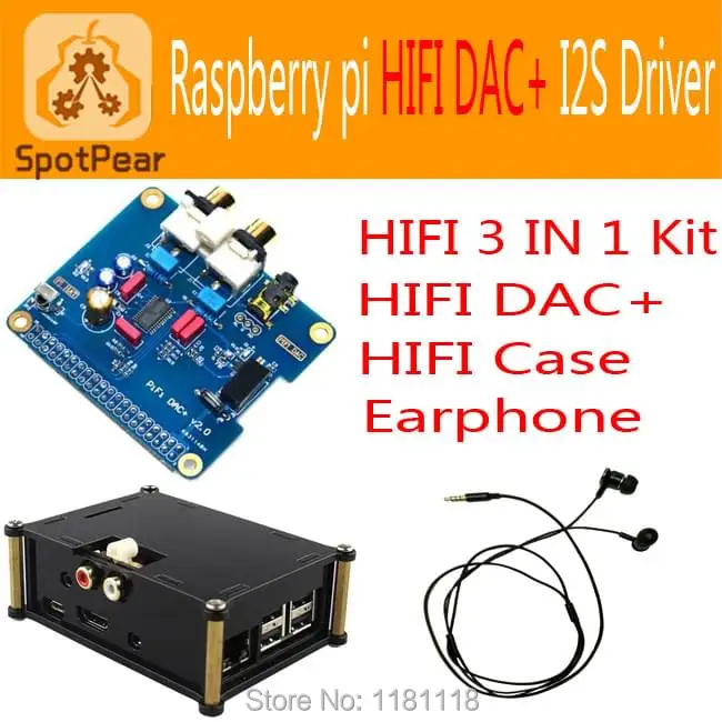 

Raspberry pi Pi 3 model B HIFI DAC Audio Sound Card Module I2S interface, The latest version,3 IN 1 Kit