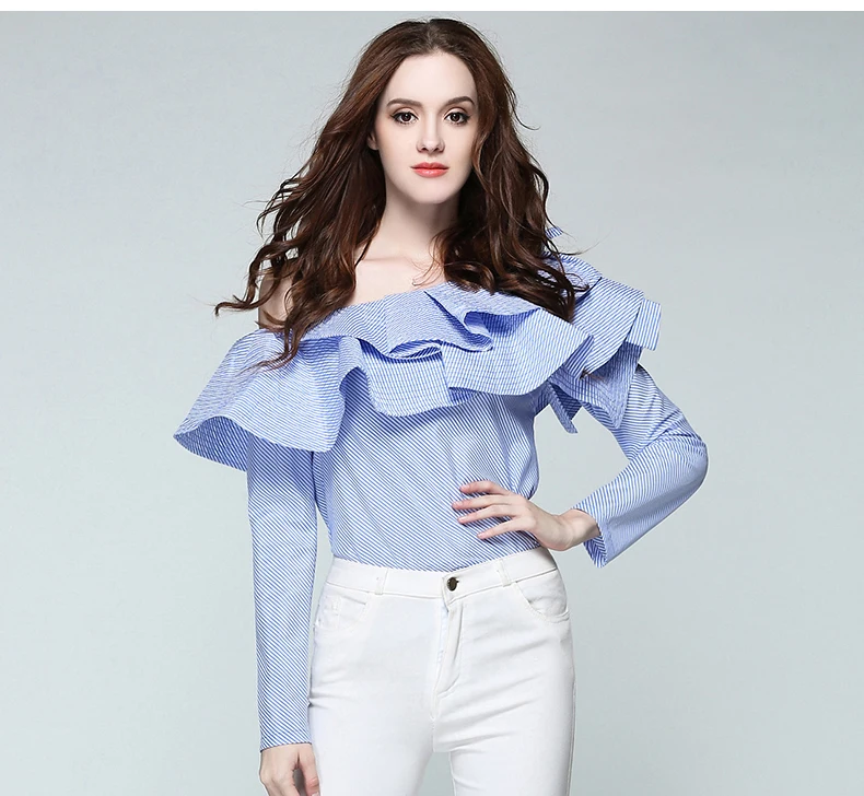  Long Sleeve Blusas Sexy Strapless  (15)