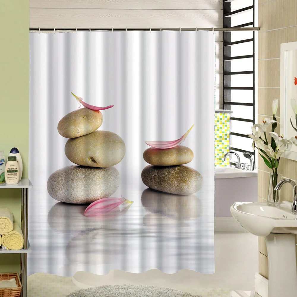 Занавеска для душа Stone Garden Zen 180x180 см фототкань из полиэстера спа аксессуары