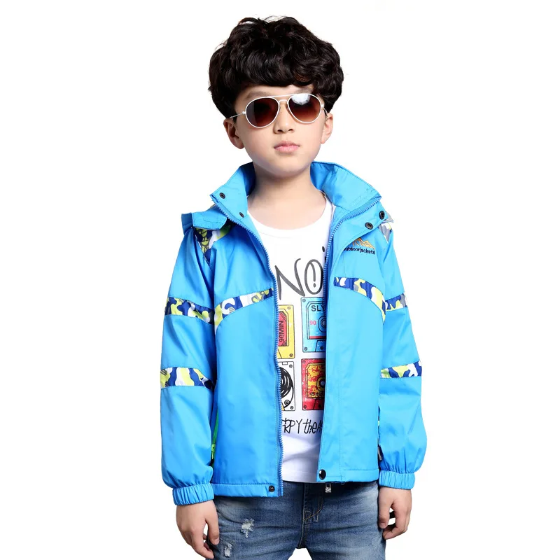 Boys Outdoor Jackets 2016 Sports Climbing Style Waterproof Windproof Removable Hooded Camouflage
