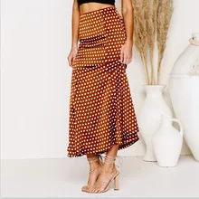 WOMAIL Мода г. горошек печатных повседневное эластичный пояс карандаш полиэстер материал длинные юбка в стиле бохо 19MAR27