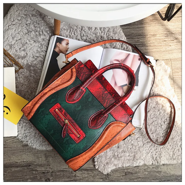 Leather Serpentine Handmade Luxury Patchwork Women Shoulder Bags Small Women Cross body bag snake skin women satchel bag (15)