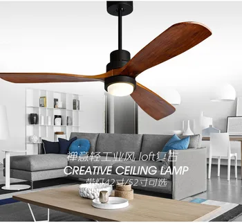 

American Retro Ceiling Fan Light Nordic Modern Dinning Room Bedroom Living Room Cafe Solid Wood Fan Lamp