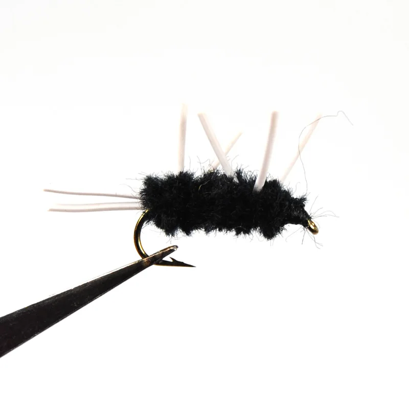 

10PCS 10# Stone Fly Nymph Black Girdle Bug Trout Fishing Fly Box Package Wifreo