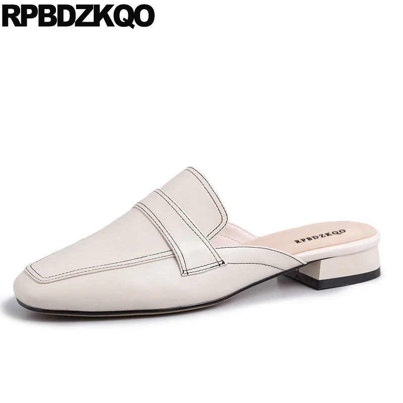 ladies white leather mules