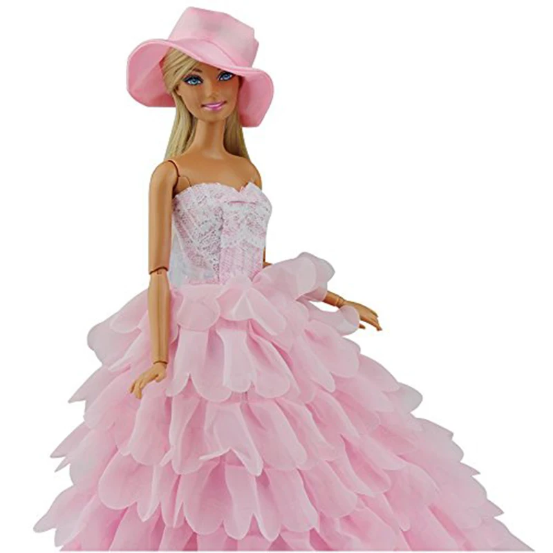 Princess-Evening-Party-Clothes-Wears-Dress-Outfit-Set-for-Barbie-Doll-with-Hat-Great-Christmas-Gift 5