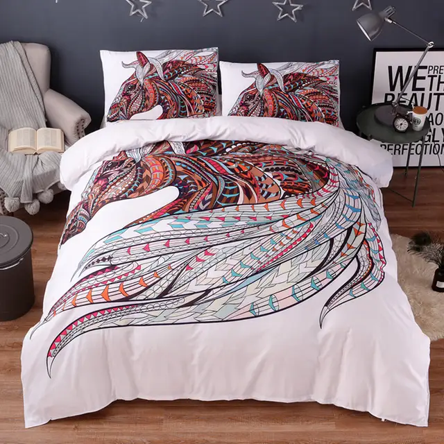 Wongs Bedding Horse Bedding Set Hd Print Tribal Horses Duvet Cover