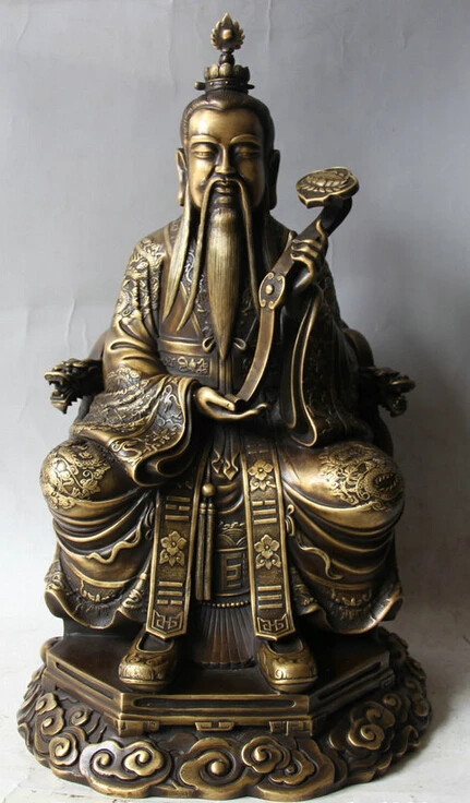 

USPS to USA S2369 18" Chinese Taoism Copper Seat Tai Shang Lao Jun Taoist immortal Ru Yi Statue B0401