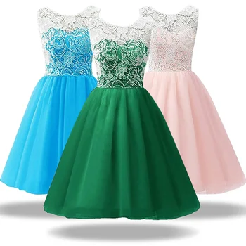 

2019 High quality Weddings Lace Tulle Girl Dress For 3-12 yrs Kids Pageant Party Wedding Bridesmaid Ball Gown Prom dress