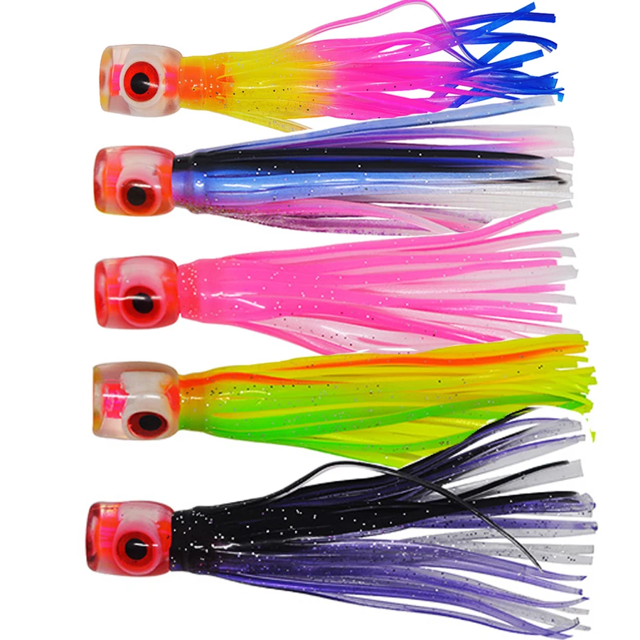 5 pcs Small size soft head octopus skirt bait sea trolling fishing lure salt water lures 4.5 inch 13g