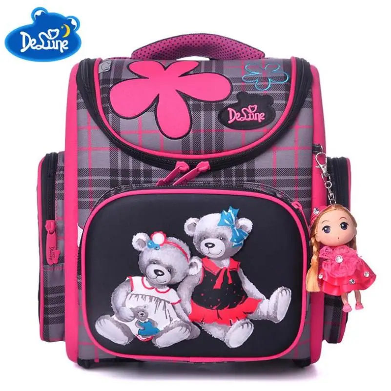 

Delune kids cartoon backpacks school backpack children orthopedic school supplies school bags for girls kids backpack girls