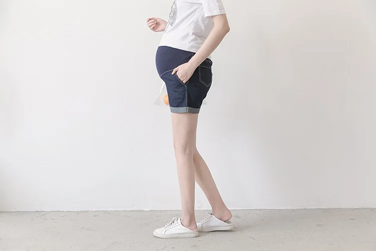 Verão de Moda de Maternidade Calças de Ganga para Mulheres Fdfklak Tamanho Grande 2020 Roupas Curtas Grávidas Gravidez Azul Profundo F271 l xl Xxl 5 High Quality Mamãe e Bebê