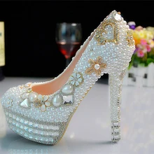 Custom made Pearl Crystal Beaded lady’s formal shoes High Heels Beaded Bridal Evening Prom Party Wedding Dress Bridesmaid Shoes