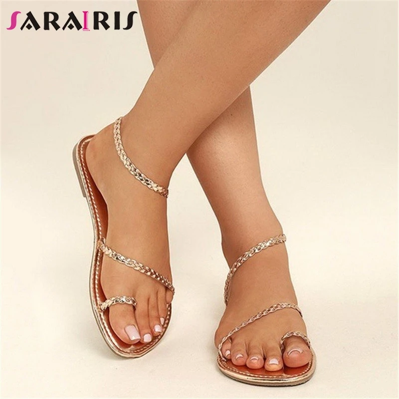 

SARAIRIS Brand Design Plus Size 34-48 Luxury Summer Sandals Flat With Rome Shoes Woman Casual Party Office Femal Feetwear