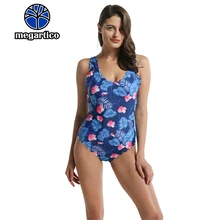 Megartico синий цветочный Цельный купальник для женщин Лето Пуш-Ап купальник женский пляжный с завышенной талией купальные костюмы высокого качества