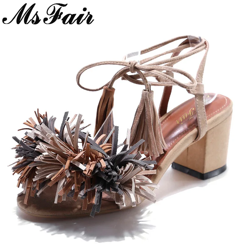 tied heeled sandals with square toe