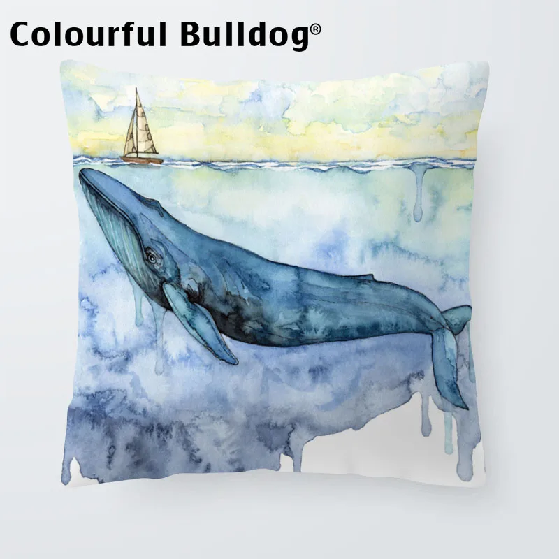 Watercolor Ocean Style Pillow Case Cushion Cover Shell Conch Trunk Seaweed Throw Pillow Cover Office KidS Room Decor Super Soft