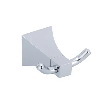 

Modern double coat robe hook,square base, Bathroom hardware products,copper, chrome-plated, Wall-mounted,shower silver cap hook