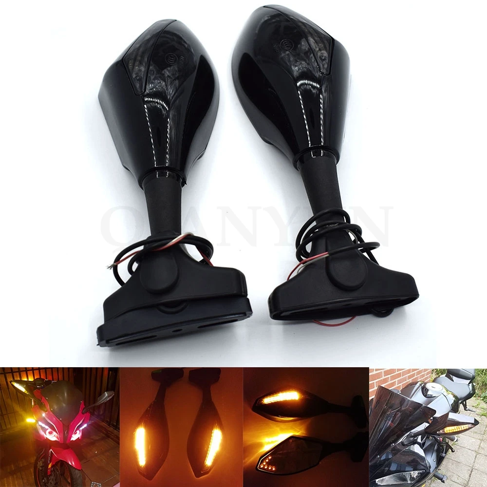 

LED Motorcycle Integrated LED Turn Signal Rearview Side Mirror For Honda CBR 600 F4i 929 954RR F1 F2 Hurricane