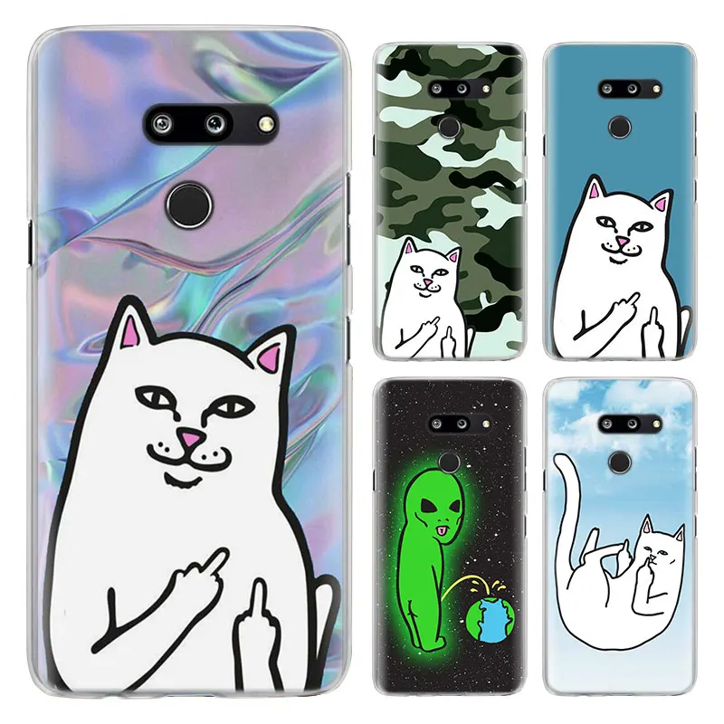 

Cute Popular middle finger cat Phone Cases for LG G7 G8 ThinQ G5 G6 V30 V40 V50 ThinQ Q6 Q7 Hard PC back cover case