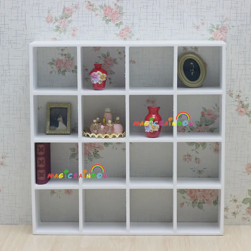 

1:12 Dollhouse Miniatures Squared Storage Shelving Unit Cabinet Wood Furniture Model Toy