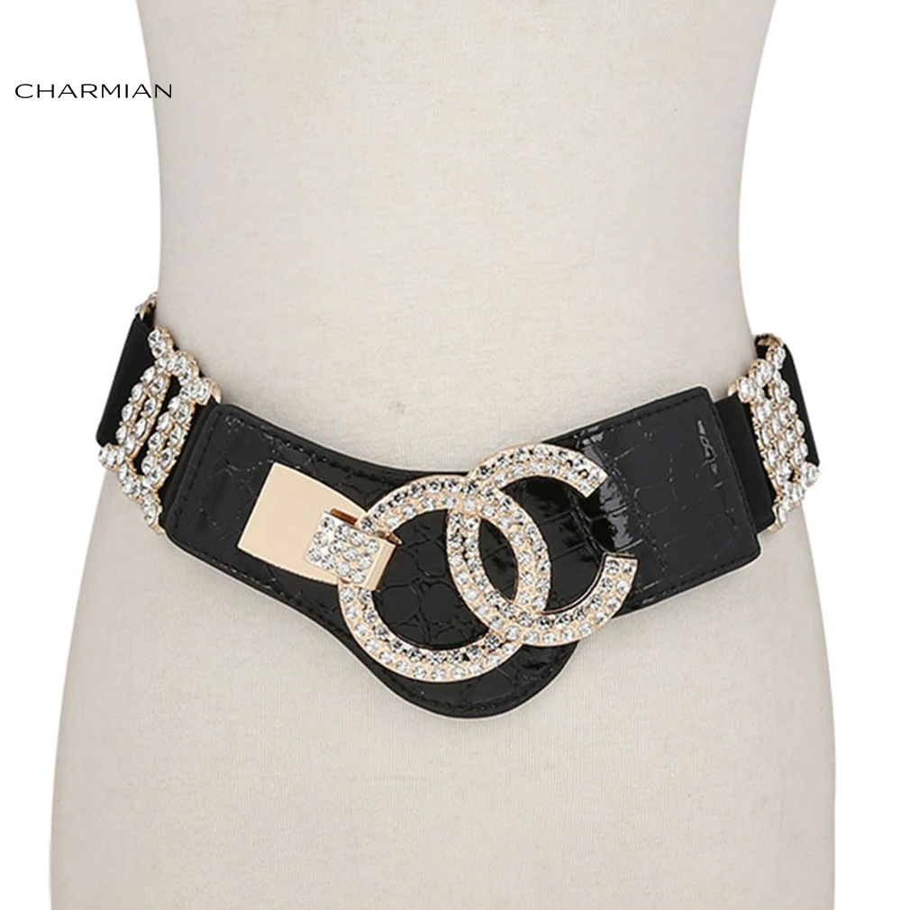 Эластичный моделирующий пояс корсет Charmian Deluxe со стразами и пряжкой на талии из