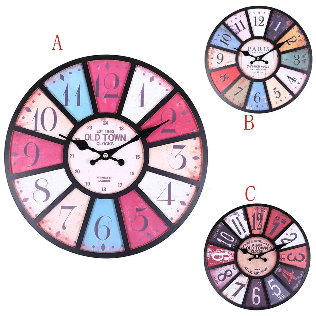 

Creative Wooden MDF 3D Wall Clock Farmhouse Decor Wall Clocks Large Decorative
