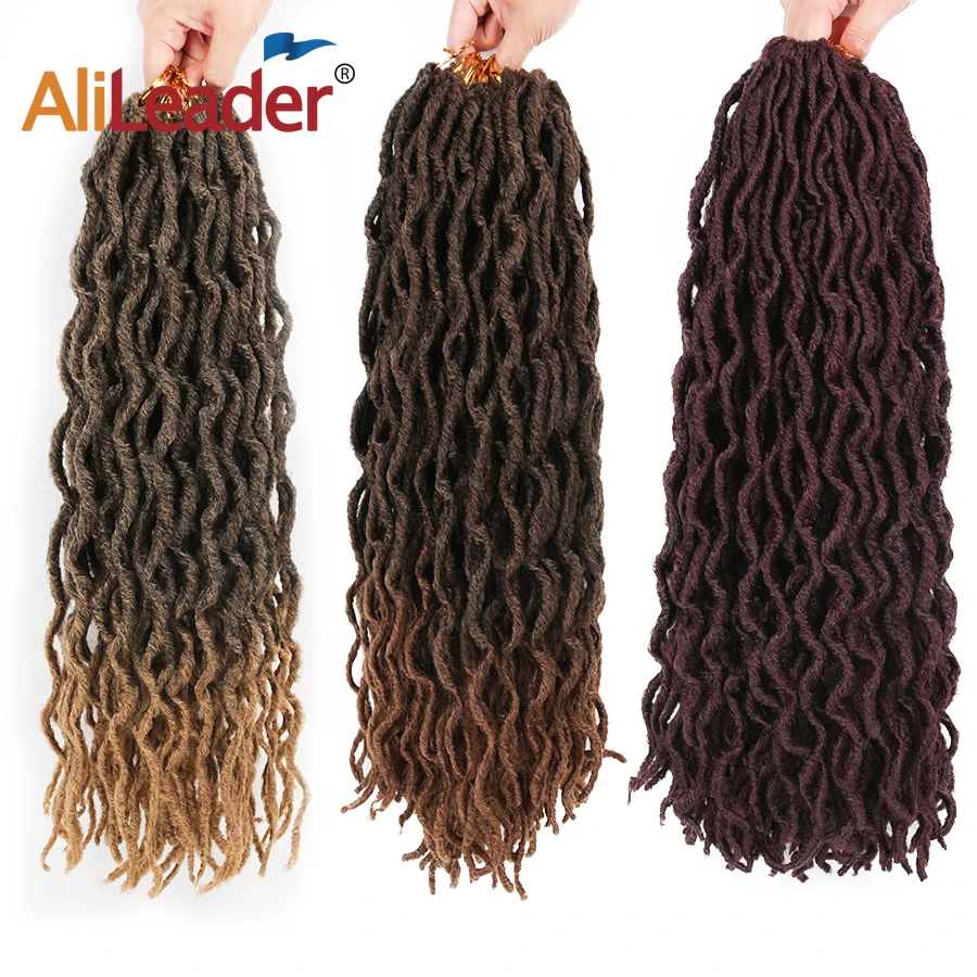 

AliLeader 12"18'' Natural Faux Locs Curly Crochet Braid 20strands ombre Nu Locs Crochet Braids Synthetic African Hair Extensions