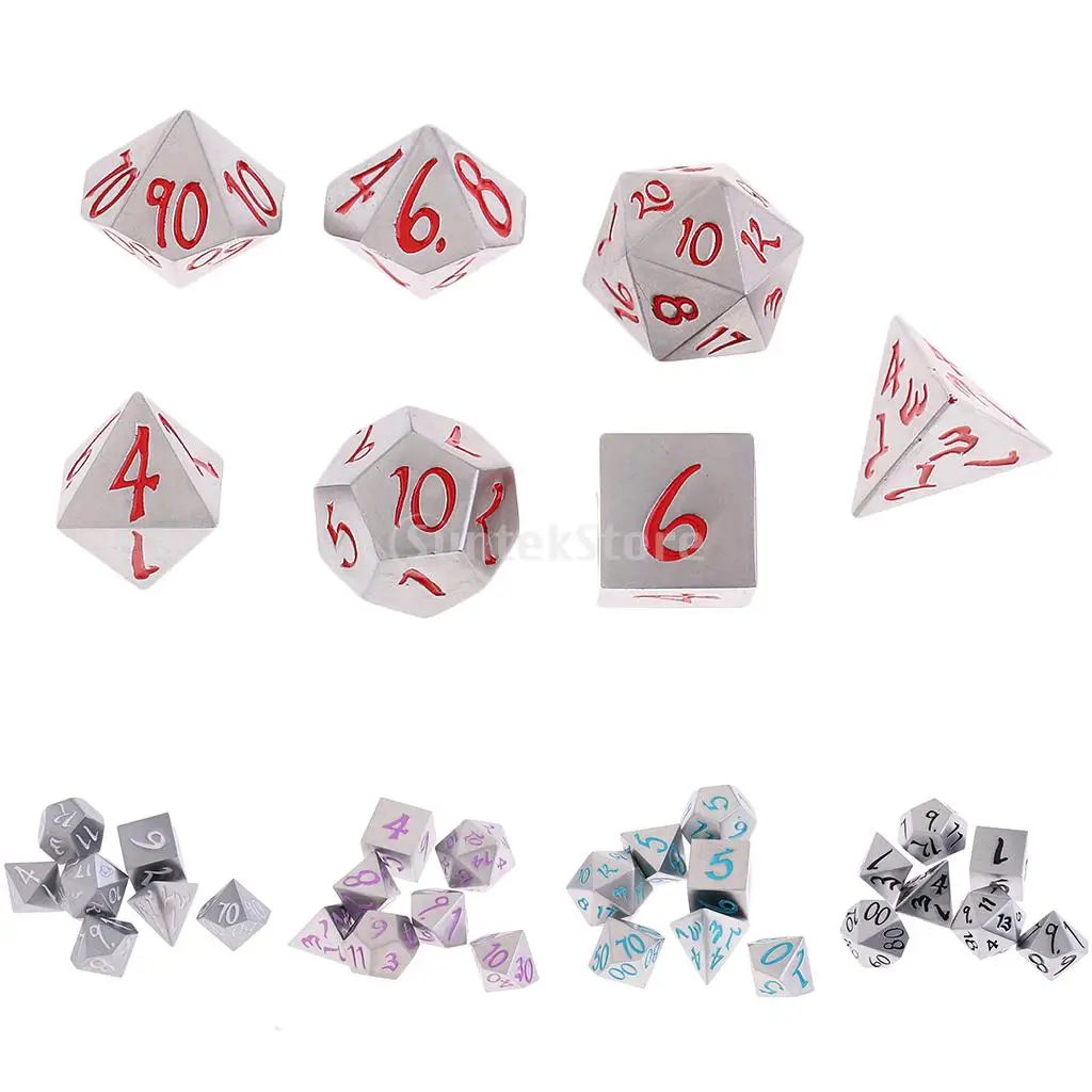 7 шт. никелевые кубики из сплава многогранные D4-D20 штампы для вечерние MTG RPG D& D игровой реквизит подарок