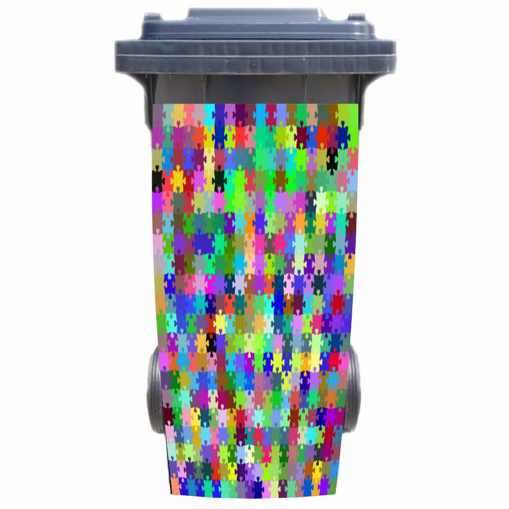 3d Abstract Puzzle Rubbish Bin Sticker Wallpaper Mural Wall Print Decal Removable Wall Mural