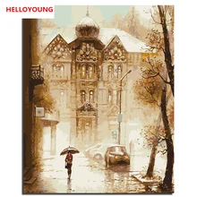 HELLOYOUNG ручная роспись маслом русская сцена цифровая живопись по номерам Масляные картины китайские картины-свитки домашний декор
