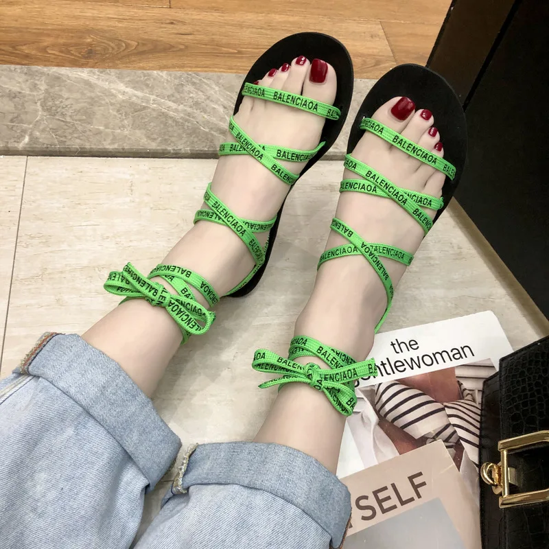 

Women Sandals Open Toe Gladiator Sandals Women Casual Lace Up Sandals Cross Tied Roma Sandals Shoes Female 2019 Summer New