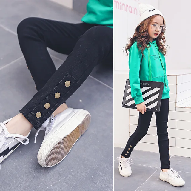 Kids Skinny Jeans Teenage Girls Jeans Pants for Girls Fashion Button