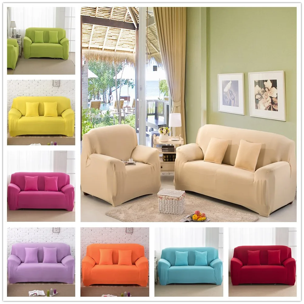 

145-185cm Polyester Bright Color Sofa Cover Single Sofa Slipcover Stretch Covers Elastic Fabric Settee Protector Fit Washable