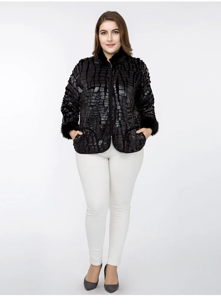TUHAO Plus Size 7XL 6XL Women Faux Fur Coats 2018 Autumn Winter Fur Sleeve Stand Collar Faux Large Size Women Jackets COAT ZPZ