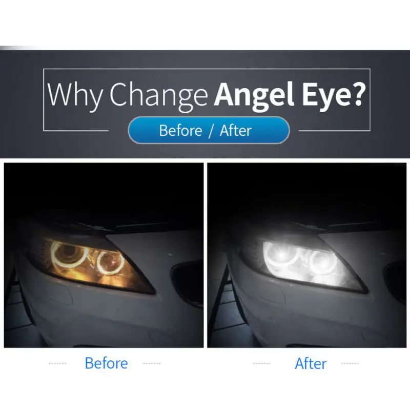 Top 2Pcs 40W Silver Angel Eye For BMW Halo Ring Marker Light Bulbs Fit E39 E60 E61 E87 8