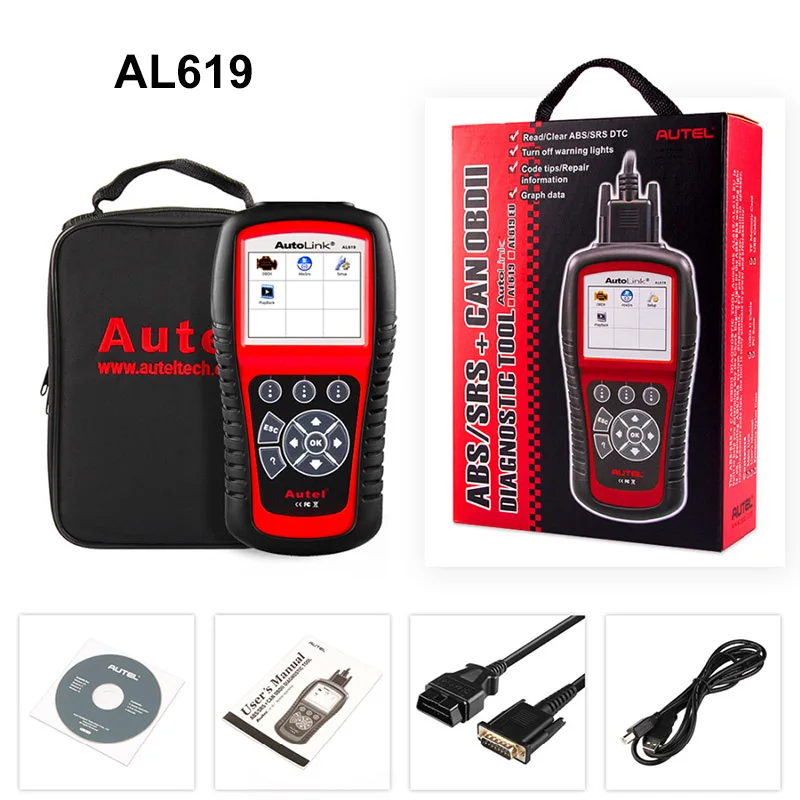 Autel AL519 AL619 OBD2 Scanner Diagnostic Tool Car Diagnostic Scaner Code Reader Automotriz ABS,SRS Automotive Scanner Scan Tool best car inspection equipment Code Readers & Scanning Tools