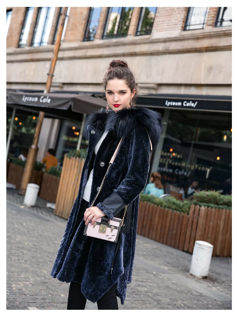 Осенне-зимнее пальто женская одежда 2018 корейский Винтаж Топы манто Femme Hiver натуральным мехом пальто лисий мех шерстяной жакет с капюшоном