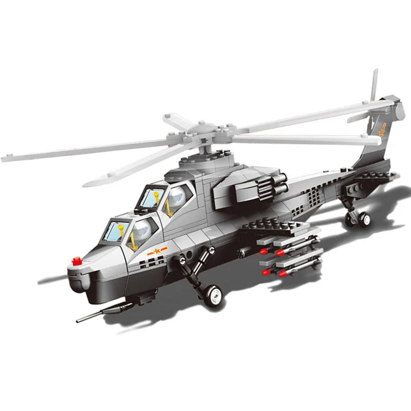 Helicopter Building Blocks Military Series Airplane Plane Toy Chinese Fighter Model 6 Assembled DIY TOYS FOR Children legoing