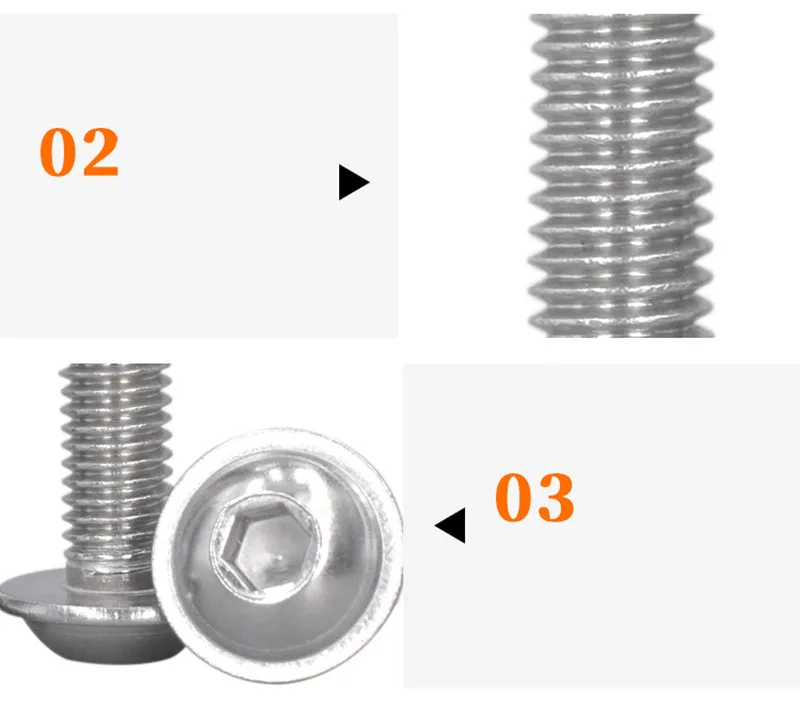 20 шт. M3 M4 M5 M6 304 нержавеющая сталь полукруглая Кнопка Фланцевая головка с шайбой Внутренняя шестигранная розетка шестигранные винты Болт
