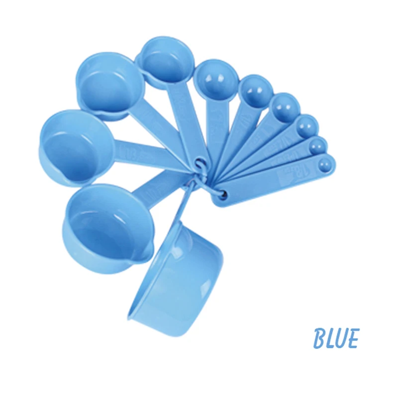 11 шт. цветные мерные чашки и мерная ложка лопатка силиконовая ручка кухонный измерительный инструмент Аксессуары - Color: Blue