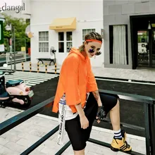 Крутая летняя футболка с капюшоном в стиле хип-хоп, футболка с буквенным принтом плюс, хлопковая футболка в стиле пэчворк для женщин, женская одежда с инопланетянами, модная Корейская одежда