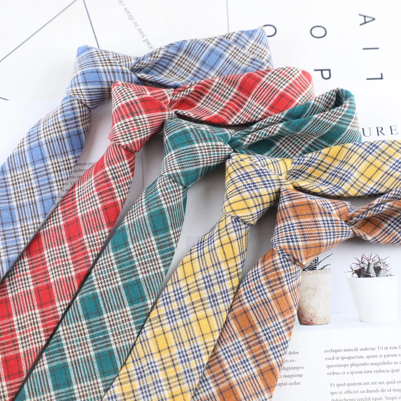 Брендовый Новый Полосатый Мягкий мужской s 100% хлопчатобумажный галстук яркие клетчатые искусственные обтягивающие галстуки мужские