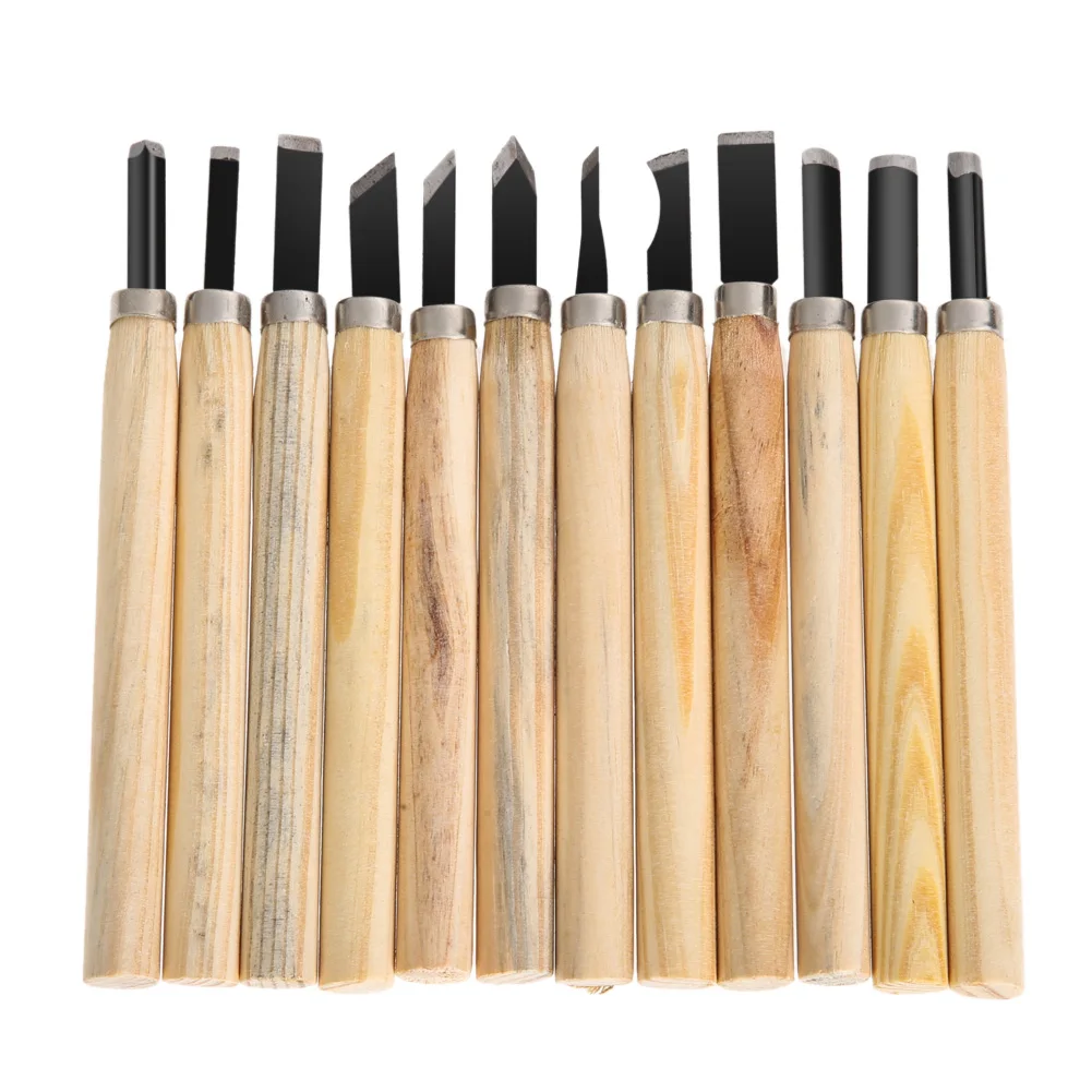 

12pcs/Set Hand Wood Carving Knife Set DIY Hand Chisels Knife Tools for Basic Woodcut Woodworking Drop Shipping with Wood Handle
