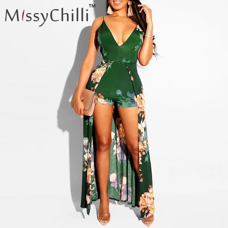 MissyChilli сексуальный глубокий v-образный вырез цветочный комбинезон женский летний кружевной повседневный комбинезон женский элегантный открытая спина короткий костюм пляжного типа