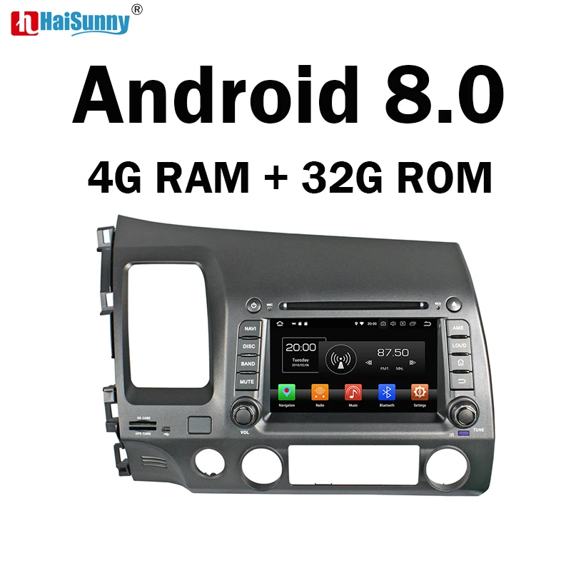 

HaiSunny 4GB RAM Octa Core Android 8.0 Car DVD GPS Navigation Multimedia Player Stereo For Honda CIVIC 2006-2009 2010 2011 Radio