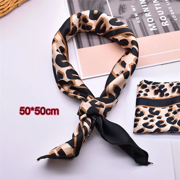 Шелковый шарф Леопардовый животный шарф с принтом для женщин шелковый шарф маленькая ручка сумка ленты женский шейный платок длинные шарфы - Цвет: 11