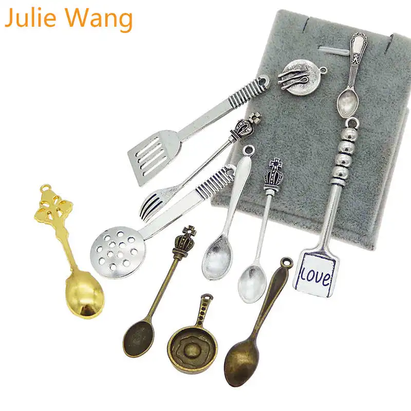 Julie Wang, 12 шт., кухонная лопатка, кастрюля, вилка, амулеты, сплав, посуда, браслет, ювелирные изделия, подвеска, металлический аксессуар