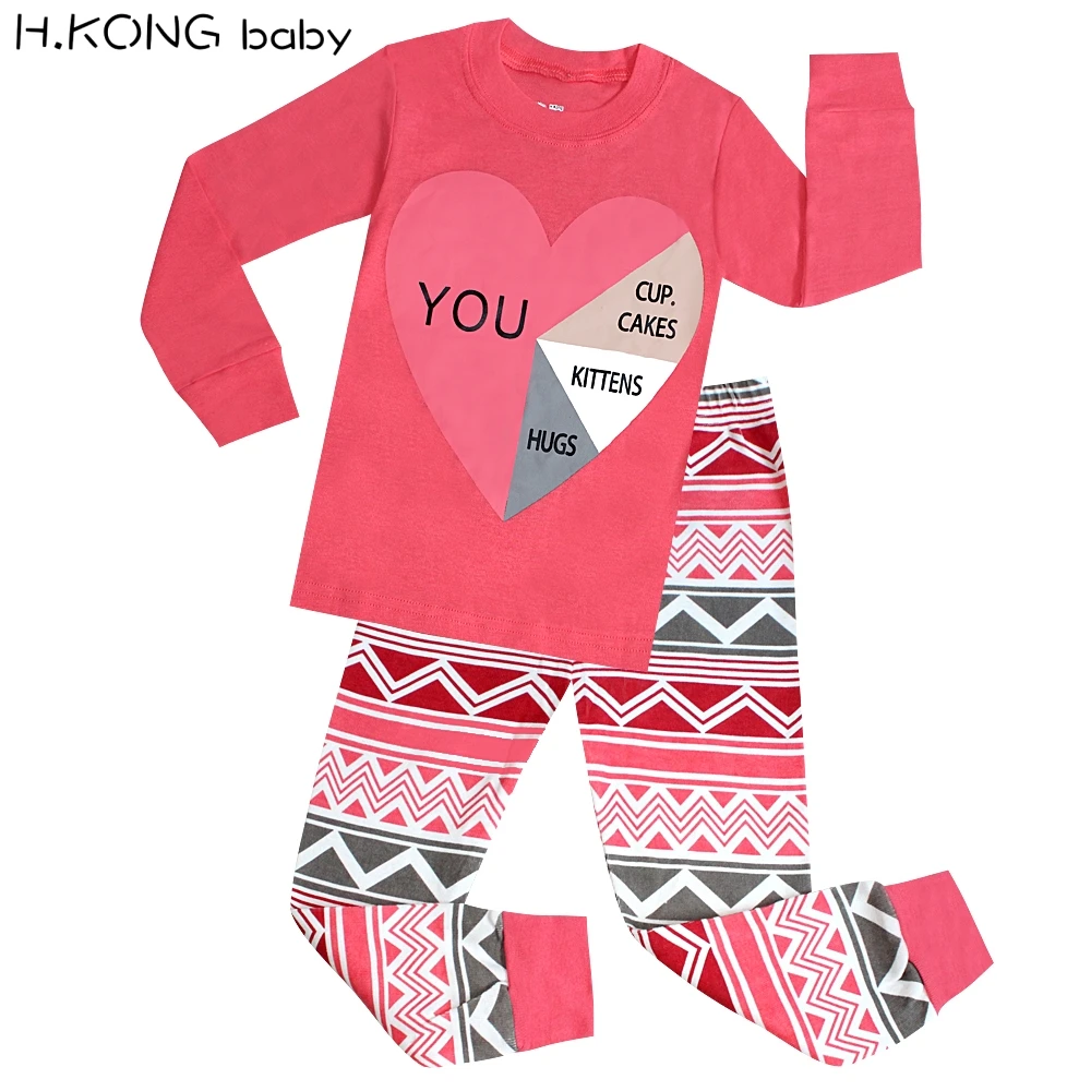 

Girls Pajamas Children Lovely Sleepwear Kids Long Sleeve Pyjamas Baby 100% Cotton Nightwear For 2-7 Years