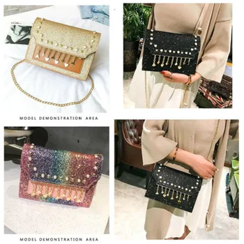 

2019 New Brand Fashion Womens Crossbody luxury rainbown Leather Shoulder Tote Handbag Purse Satchel Bag